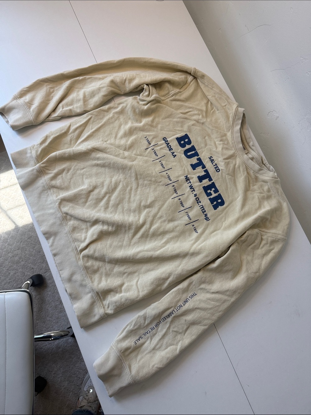Wildfang Butter Graphic Long-Sleeve Shirt - Cream with Navy Print